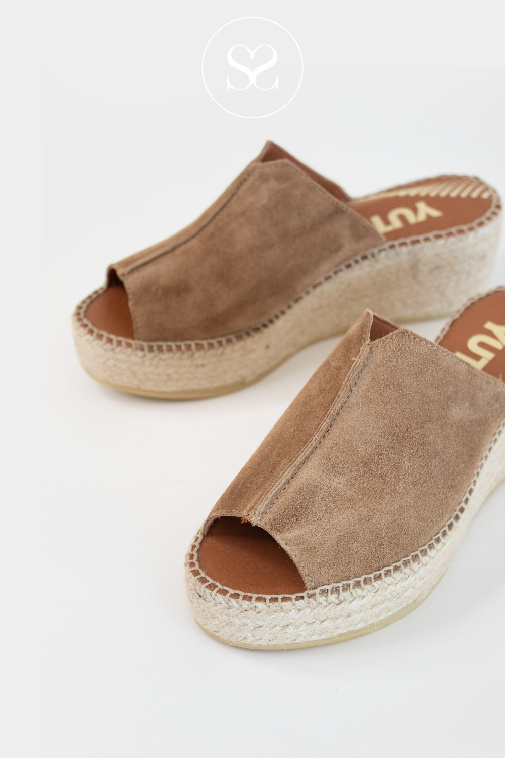 VIGUERA 2275 TAN SUEDE ESPADRILLE SLIDER STYLE WEDGES