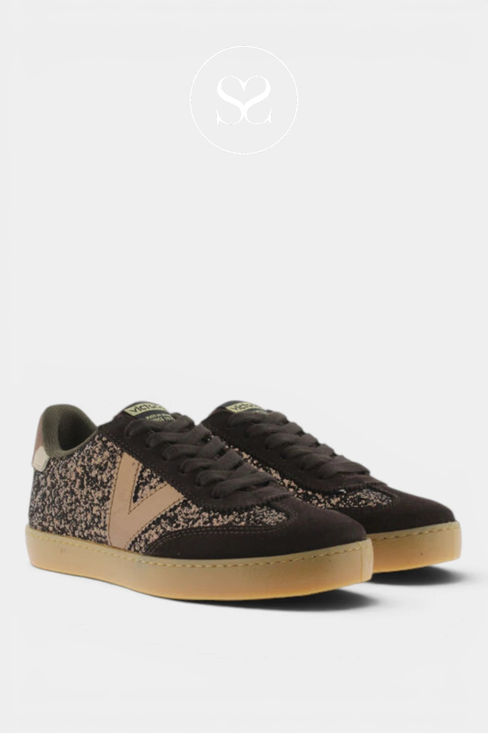 Victoria Brown Glitter Trainers 1126223