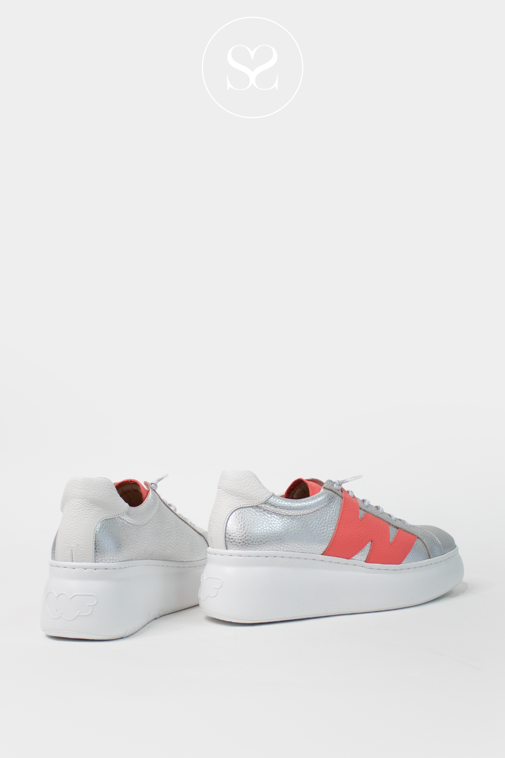 WONDERS A-2650 SILVER/PINK LEATHER LIGHTWEIGHT TRAINERS. COMFORT BRAND WITH WONDERSFLY TECHNOLOGY.