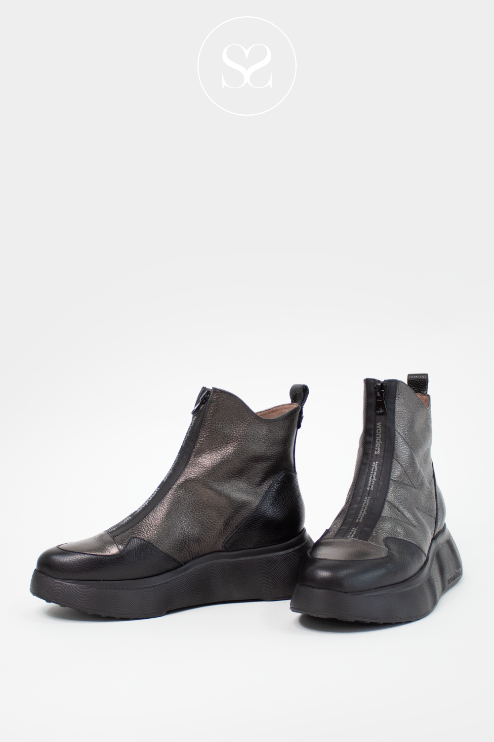 Black leather trainer boots deals