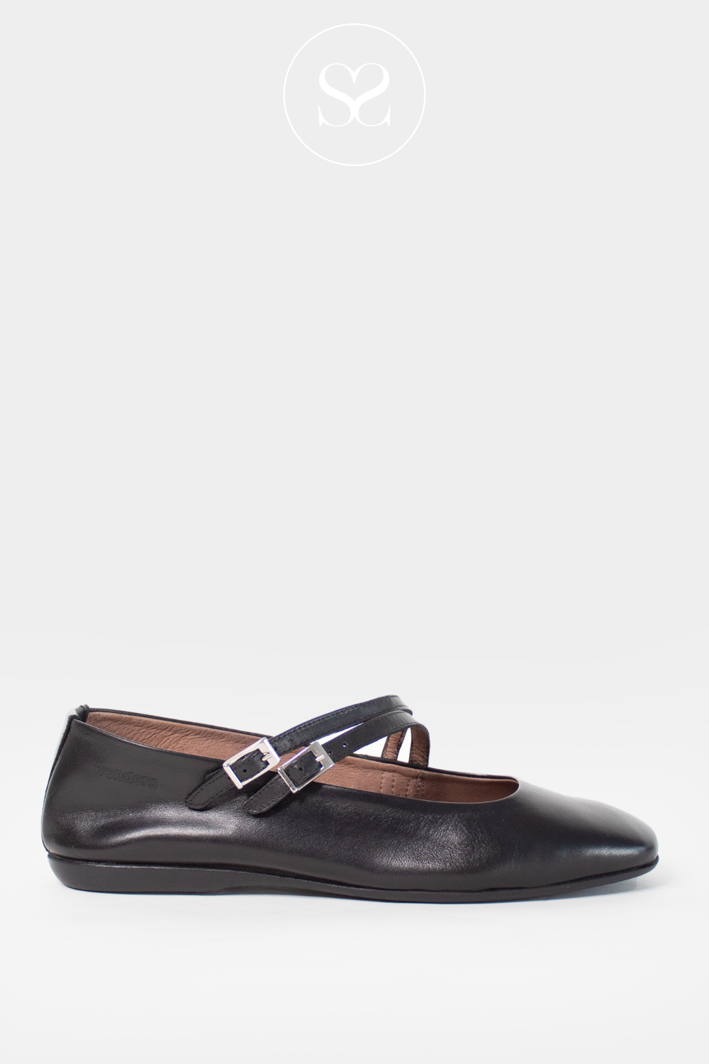 WONDERS A-86110 BLACK LEATHER MARYJANE PUMPS