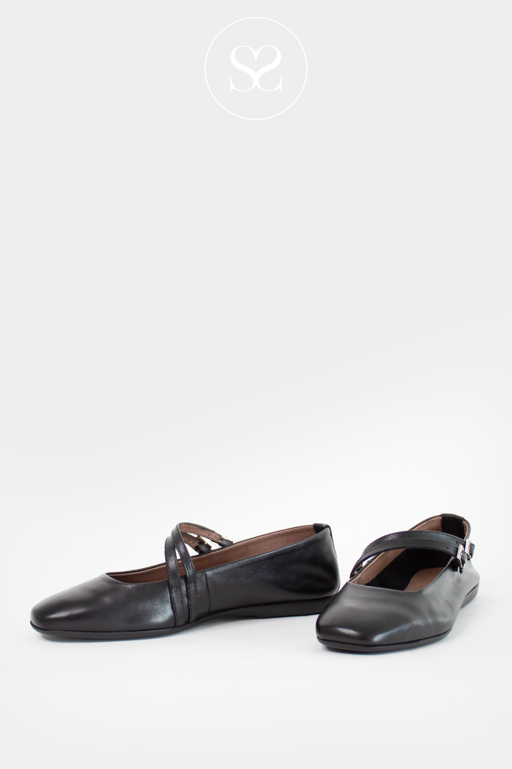 WONDERS A-86110 BLACK LEATHER MARYJANE PUMPS