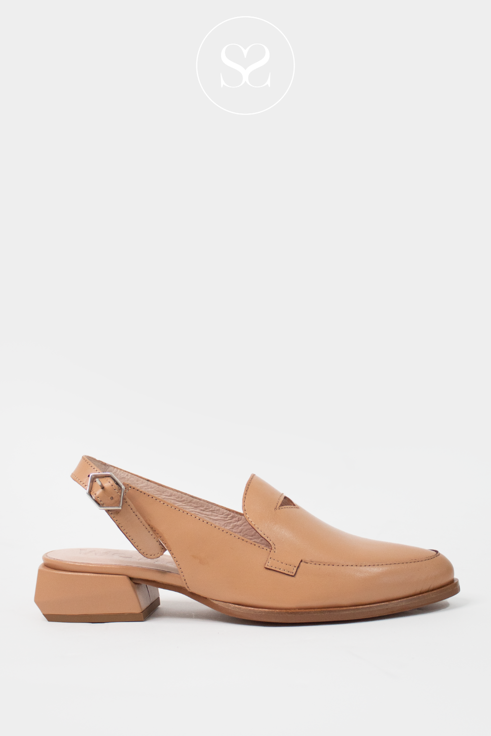 WONDERS C-6021 CAMEL LEATHER SLINGBACK LOAFER.