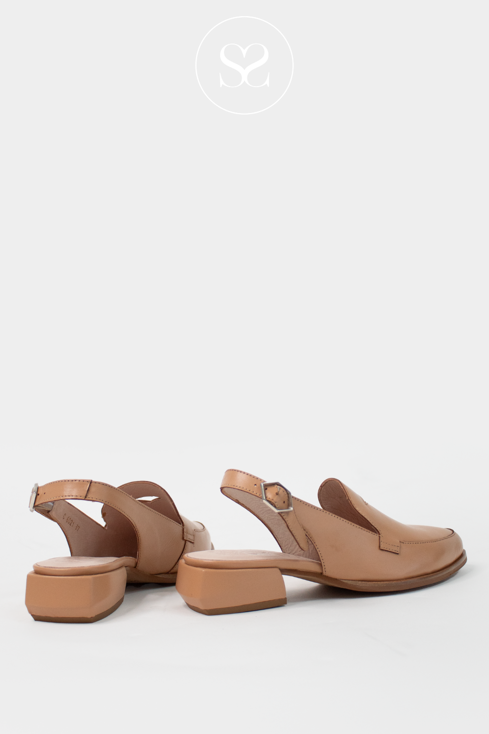 WONDERS C6021 CAMEL LEATHER SLINGBACK LOAFER WITH ADJUSTABLE SLINGBACK STRAP.