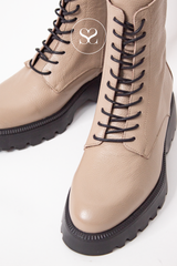 WONDERS C-7205 TAUPE MILITARY STYLE ANKLE BOOTS