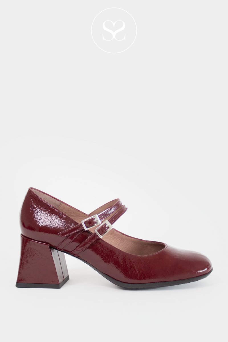 WONDERS H 6210 WINE LEATHER BLOCK HEEL SHOES WONDERS SHOES IRELAND