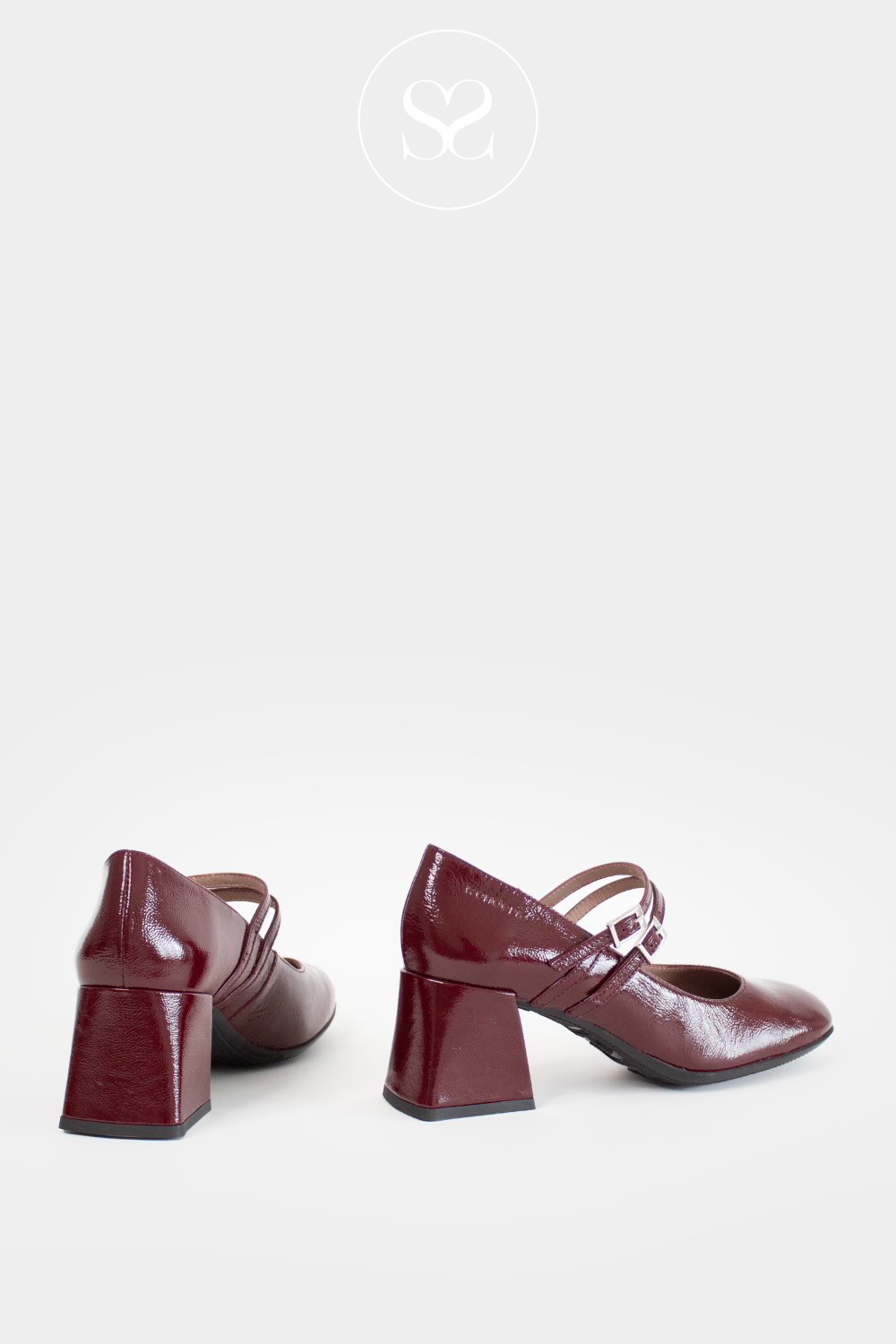 Wine block heel shoes sale