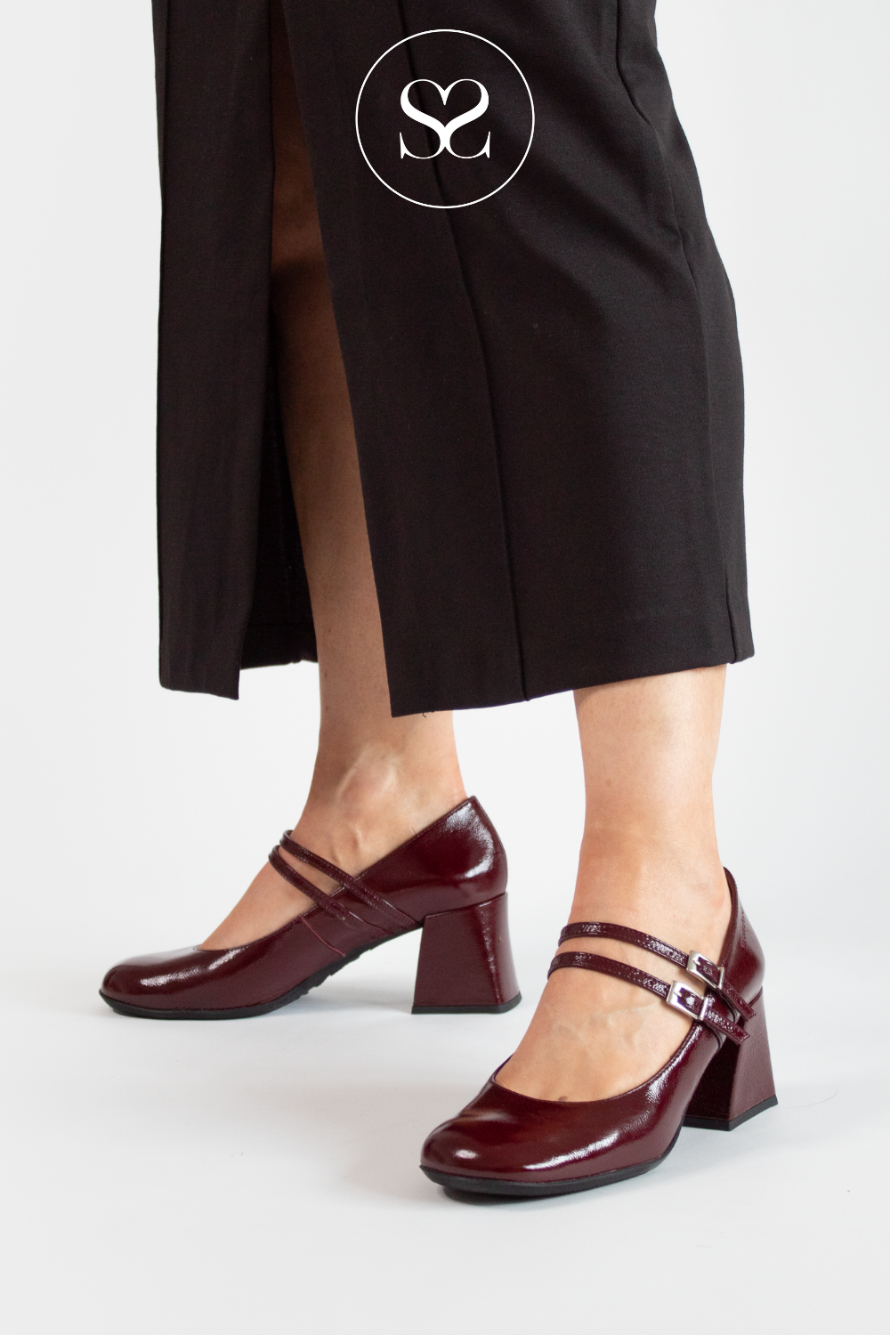 Wine block heel shoes hot sale