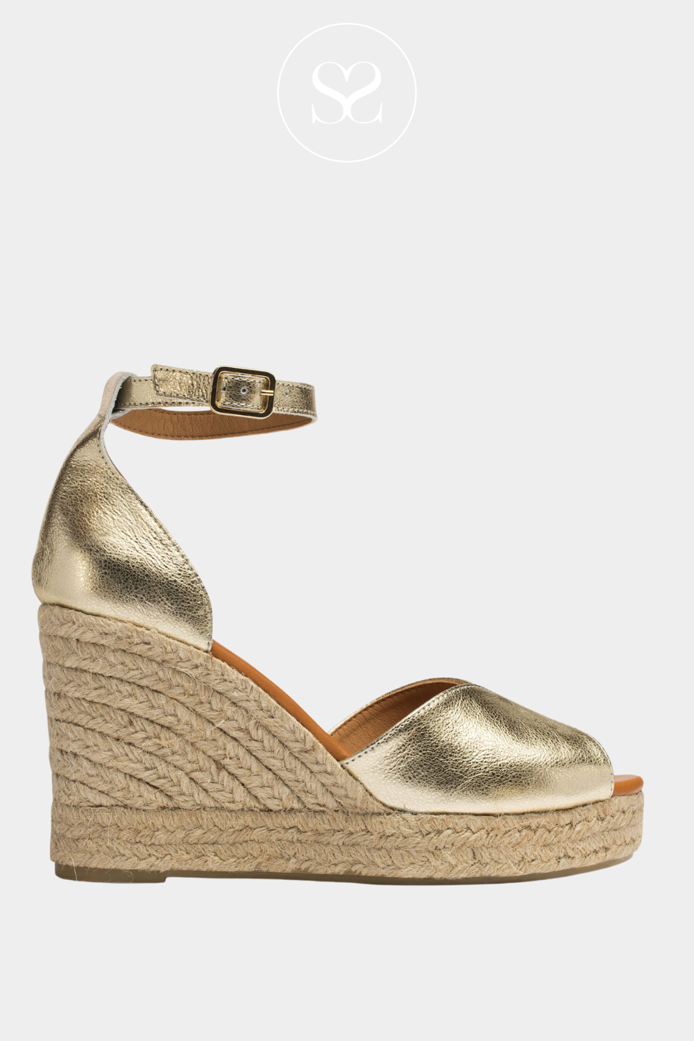 WONDERS YH-PI609 GOLD ESPADRILLE WEDGE SANDAL