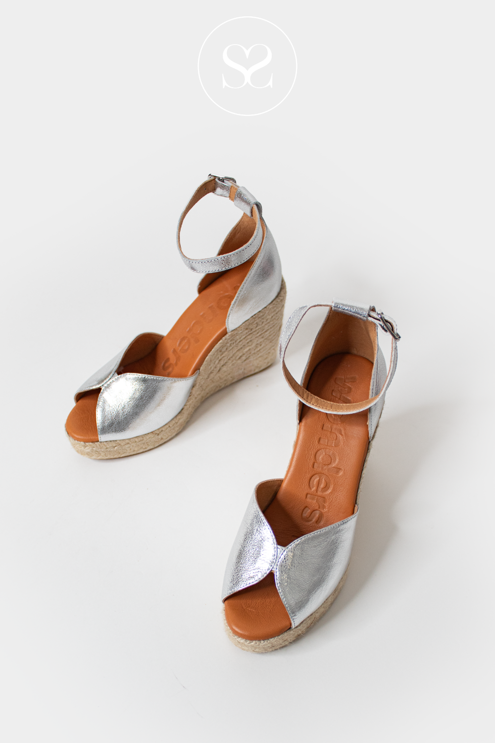 WONDERS YH-PI609 SILVER LEATHER WEDGE SUMMER SANDALS