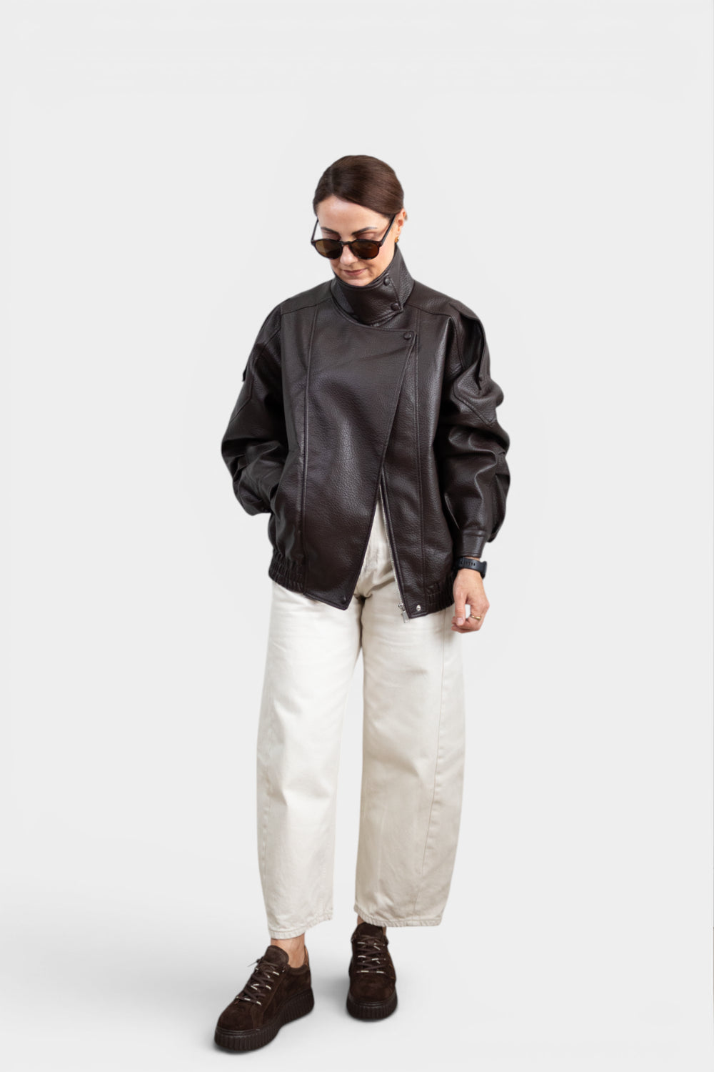 Editorial of Wonders dark brown suede platform trainers 