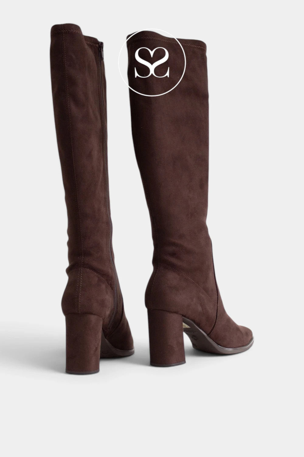 Wonders Brown Pointed Toe Heeled Knee High Boots - M-5441