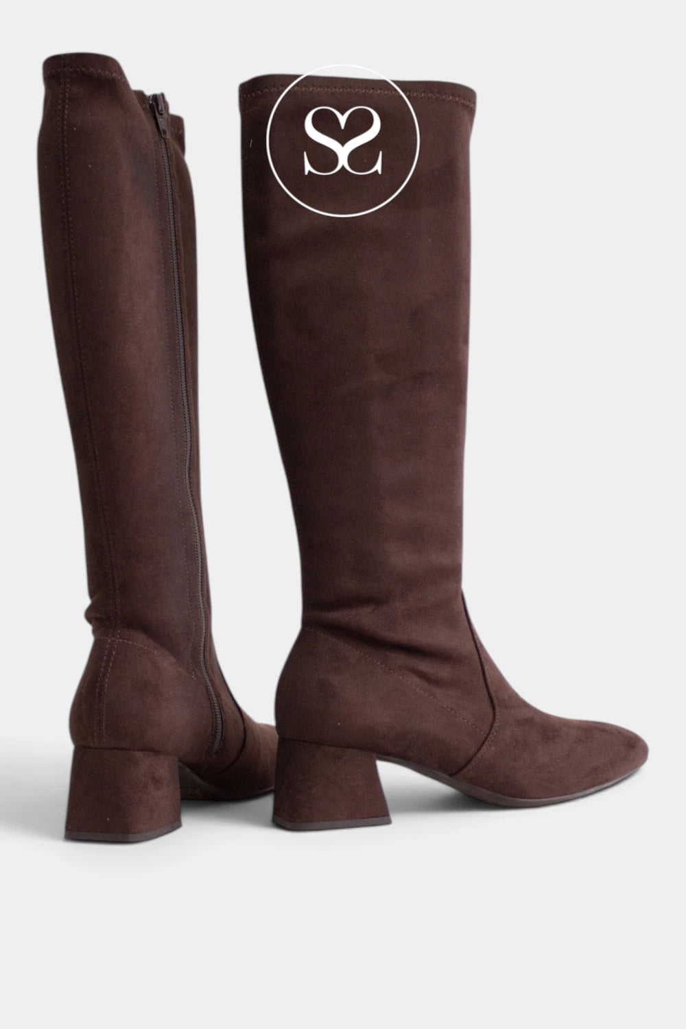 Wonders Brown Heeled Knee High Boots - G-5531