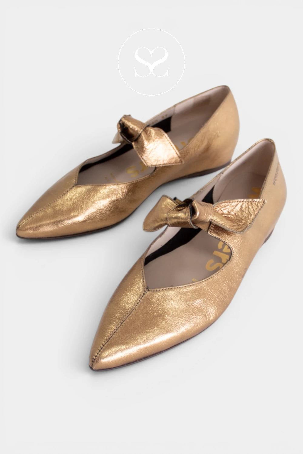 Wonders Gold Pointed Toe Pumps - A-3840