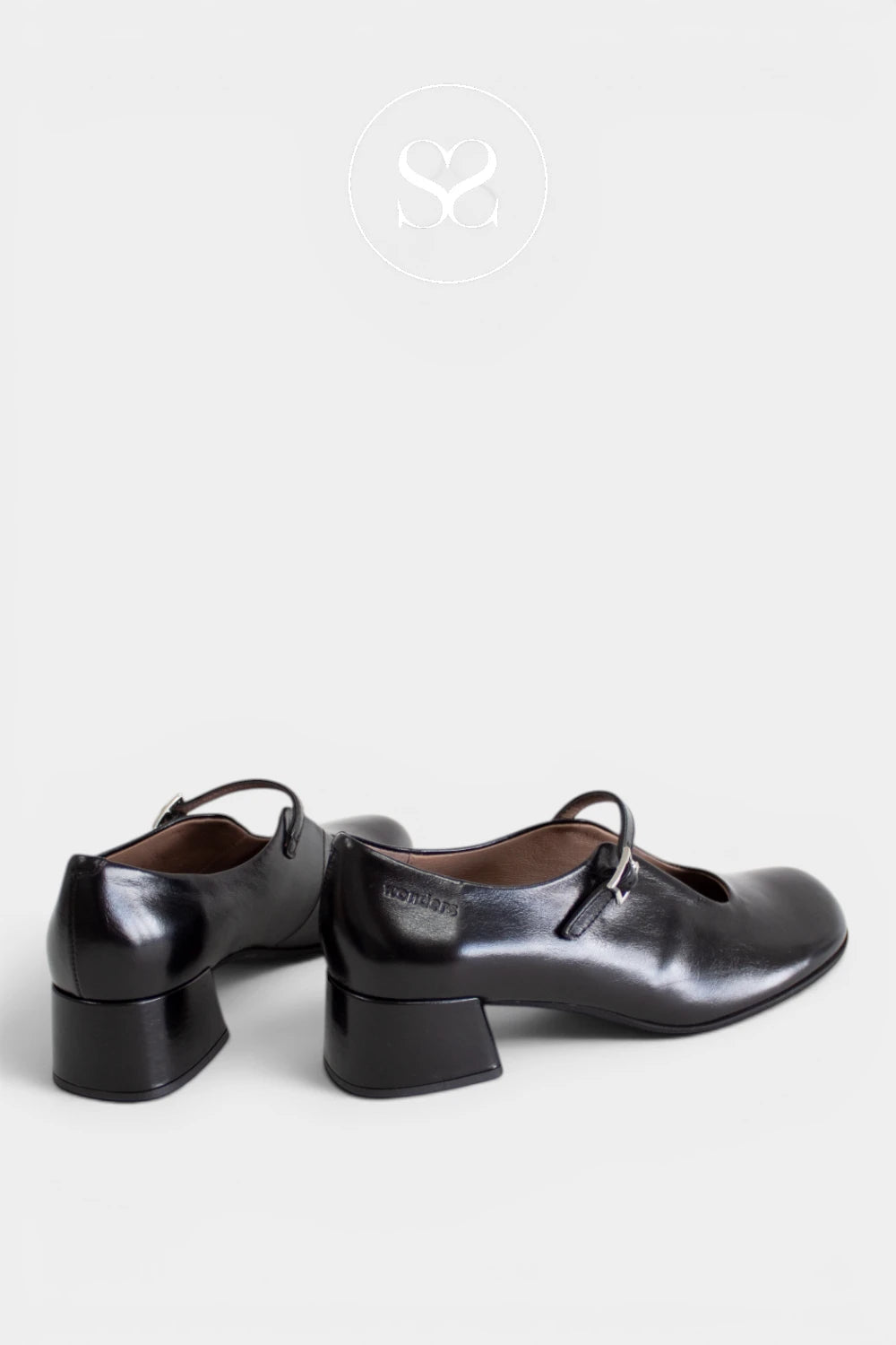 Wonders Black Block Heel Mary-Jane Shoes D-2412