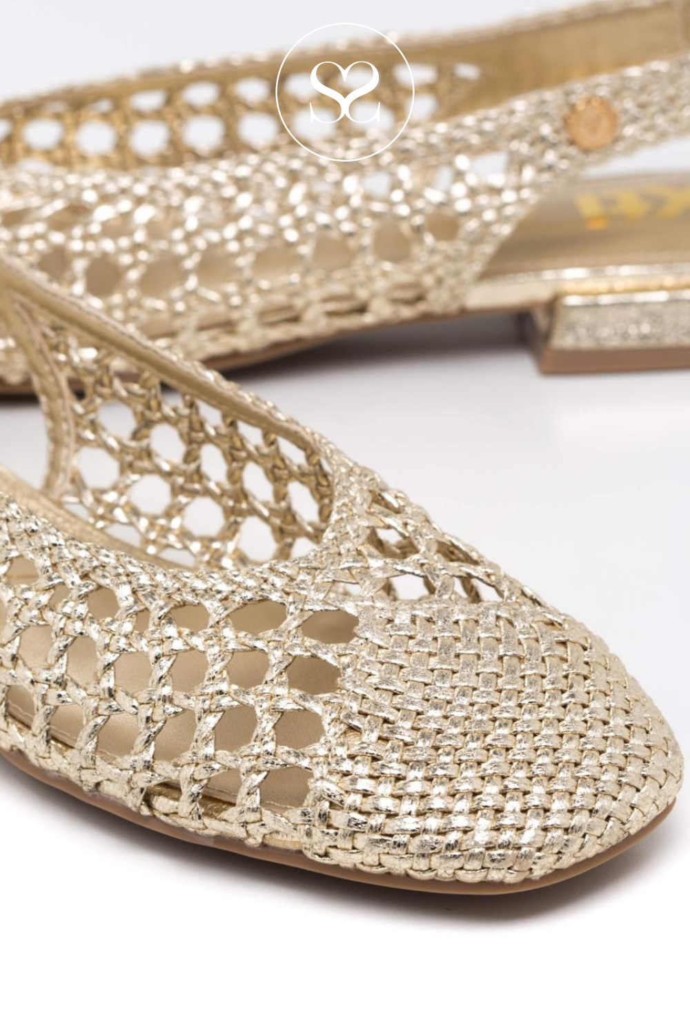 woven gold flats for women from xti