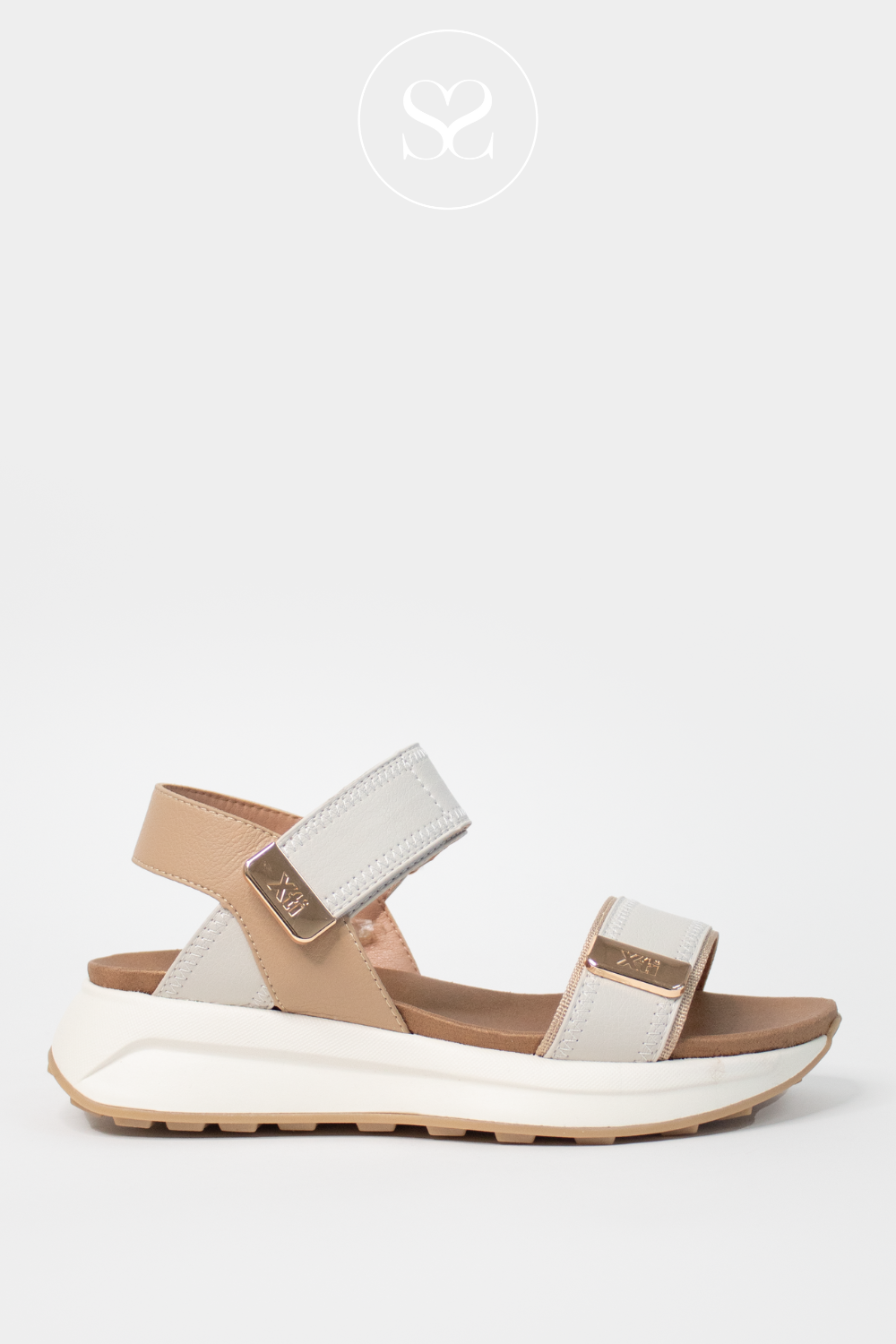 XTI 143874 BEIGE PLATFORM WALKING SANDALS