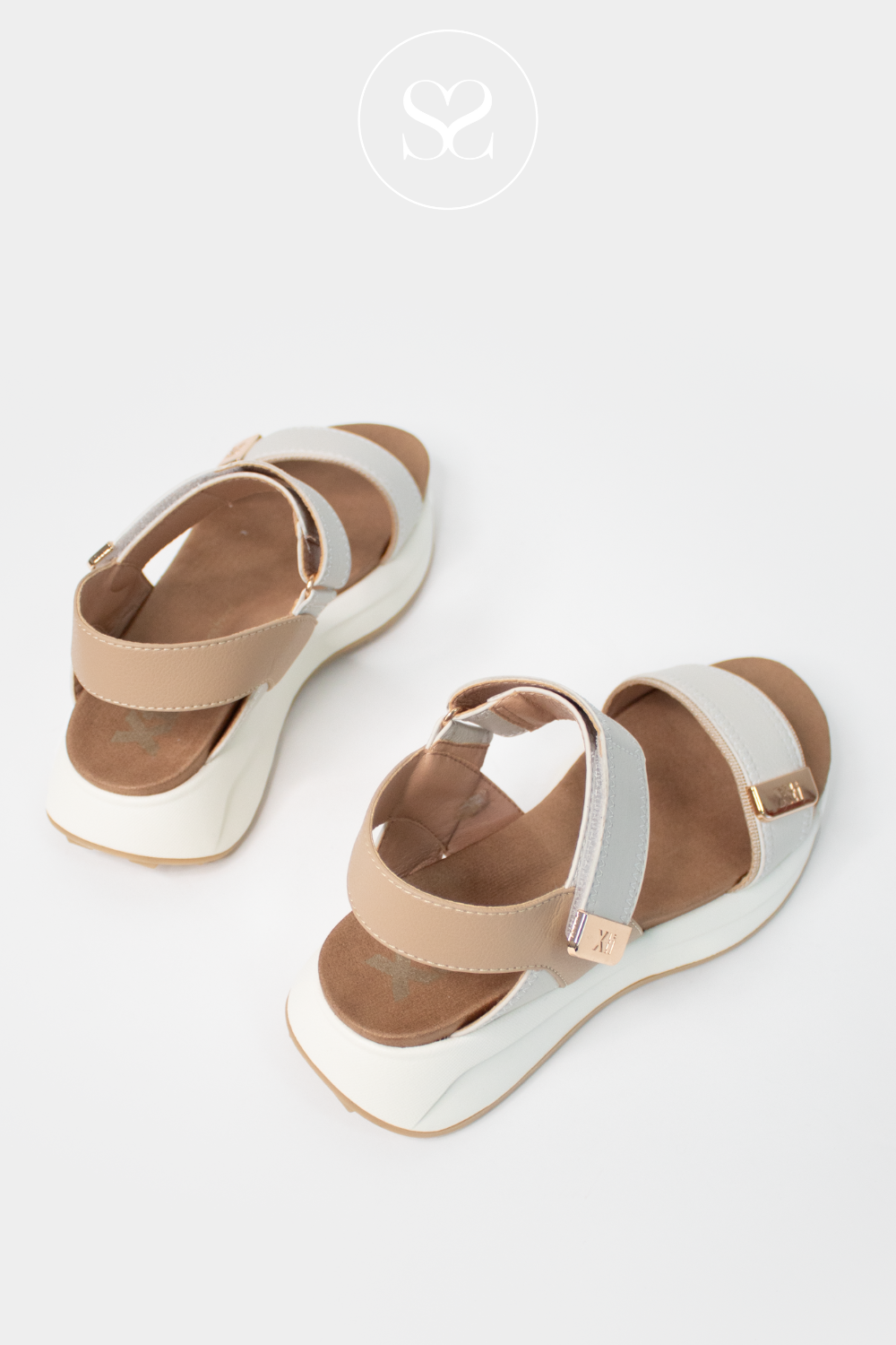 beige and cream comfortable velcro walking sandals from XTI