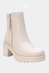 Chunky cream boots for Women with Gold zip - XTI