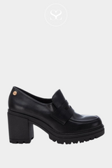 XTI 141682 BLACK CHUNKY BLOCK HEELED LOAFERS