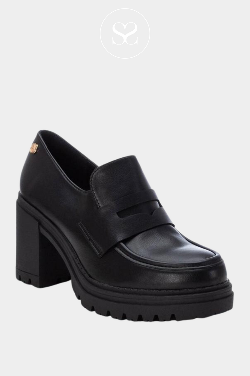 Black heeled loafers for Women