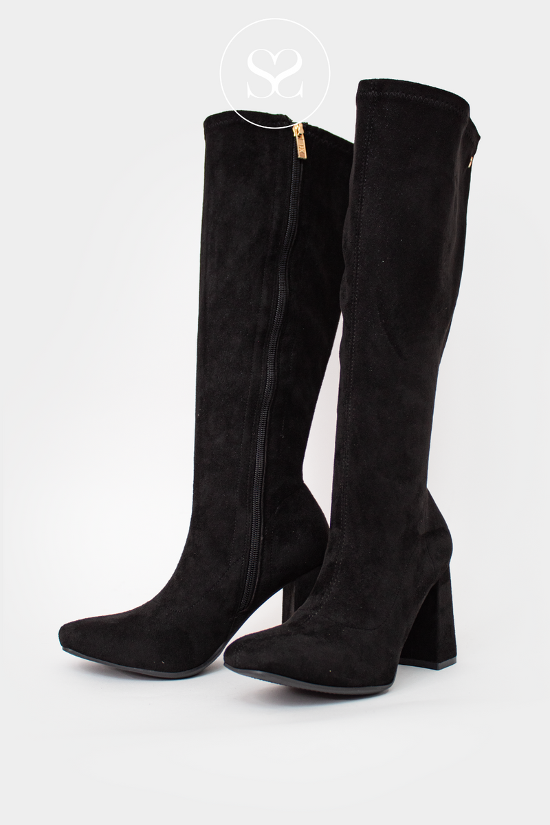 XTI 141830 BLACK SUEDE - KNEE HIGH LONG BOOTS