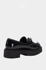 black patent chunky loafers for Women