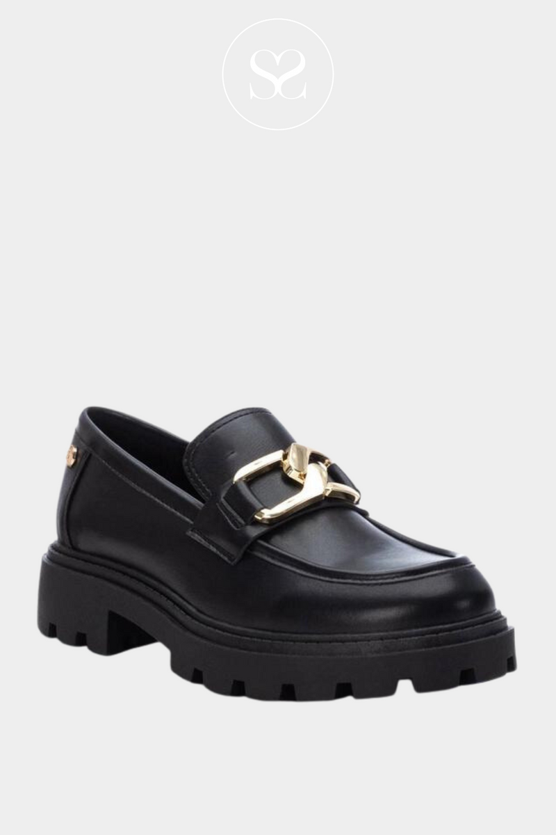 Black loafer with gold hardware from XTI