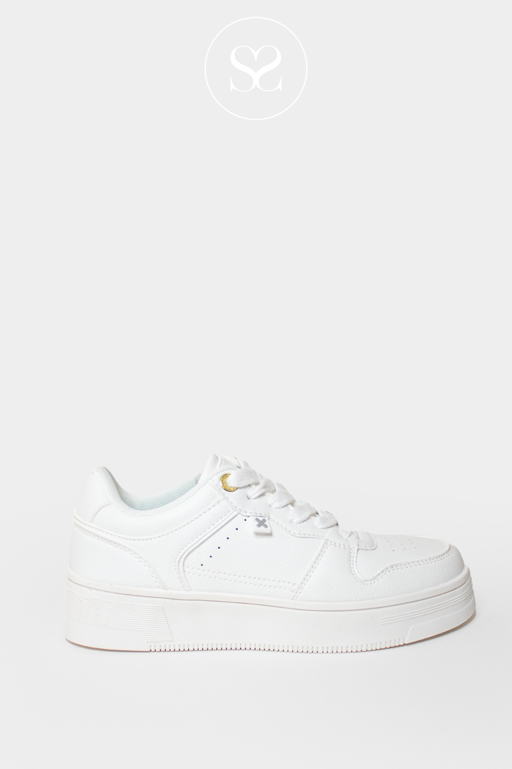 XTI 142466 WHITE FLATFORM CHUNKY LACED TRAINERS