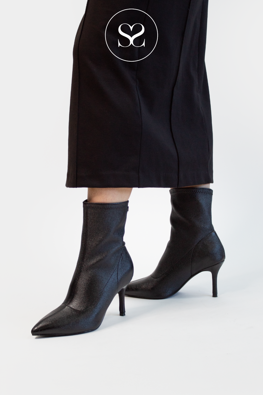 XTI 143025 HEEL ANKLE BOOTS HIGH HEEL BOOTS BLACK BOOTS TEXTILE BOOTS