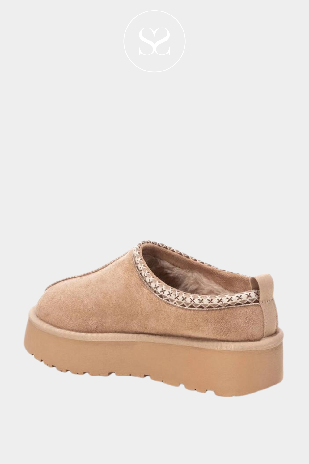 XTI 143237 BEIGE VEGAN FAUX FUR SLIP ON BACKLESS SHOE