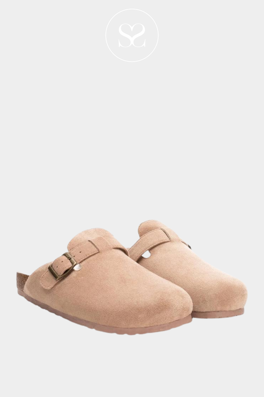 XTI 143240 BEIGE FAUX SUEDE, FAUX FUR LINED CLOG SLIP ON SHOES