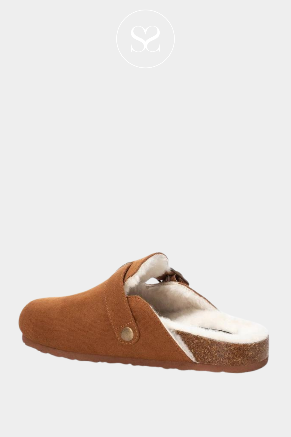 XTI 143240 CAMEL FAUX SUEDE CLOG FAUX FUE LINED SLIP ON SHOE
