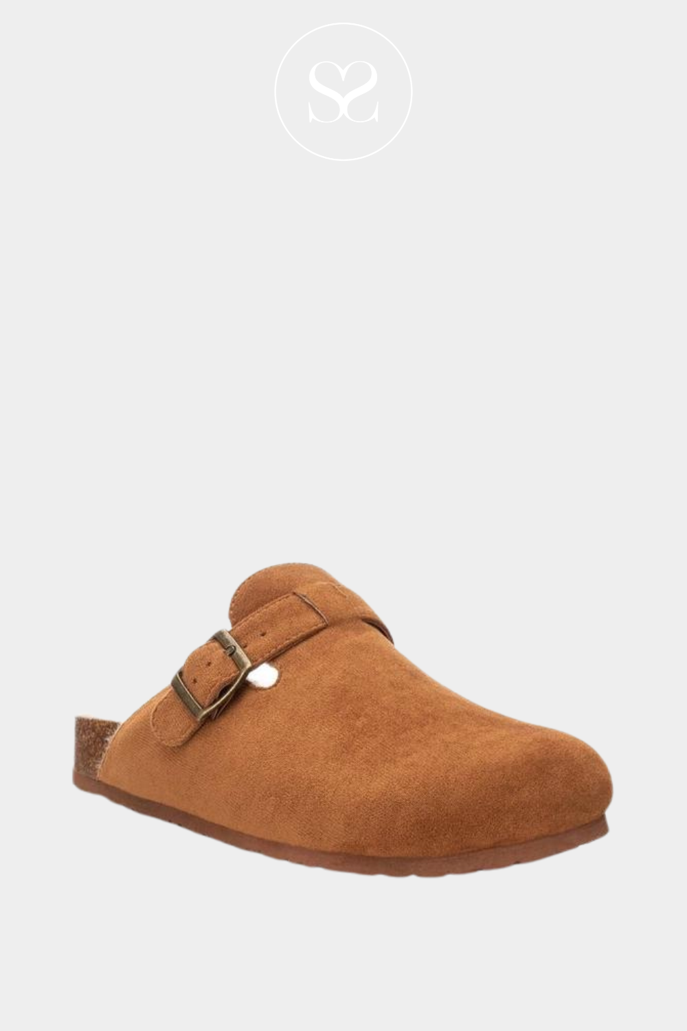 XTI 143240 CAMEL FAUX SUEDE CLOG FAUX FUE LINED SLIP ON SHOE
