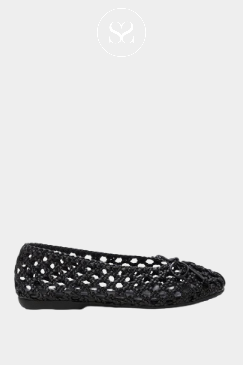 XTI 144014 BLACK FLAT WOVEN PUMPS WITH SMALL BOW TO FRONT