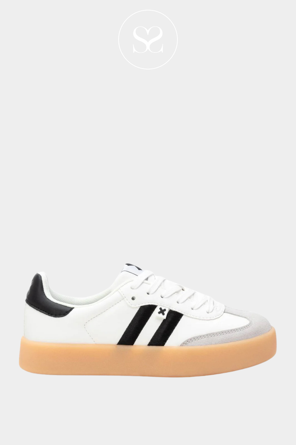 XTI 144050 WHITE & BLACK STRIPE PLATFORM TRAINERS