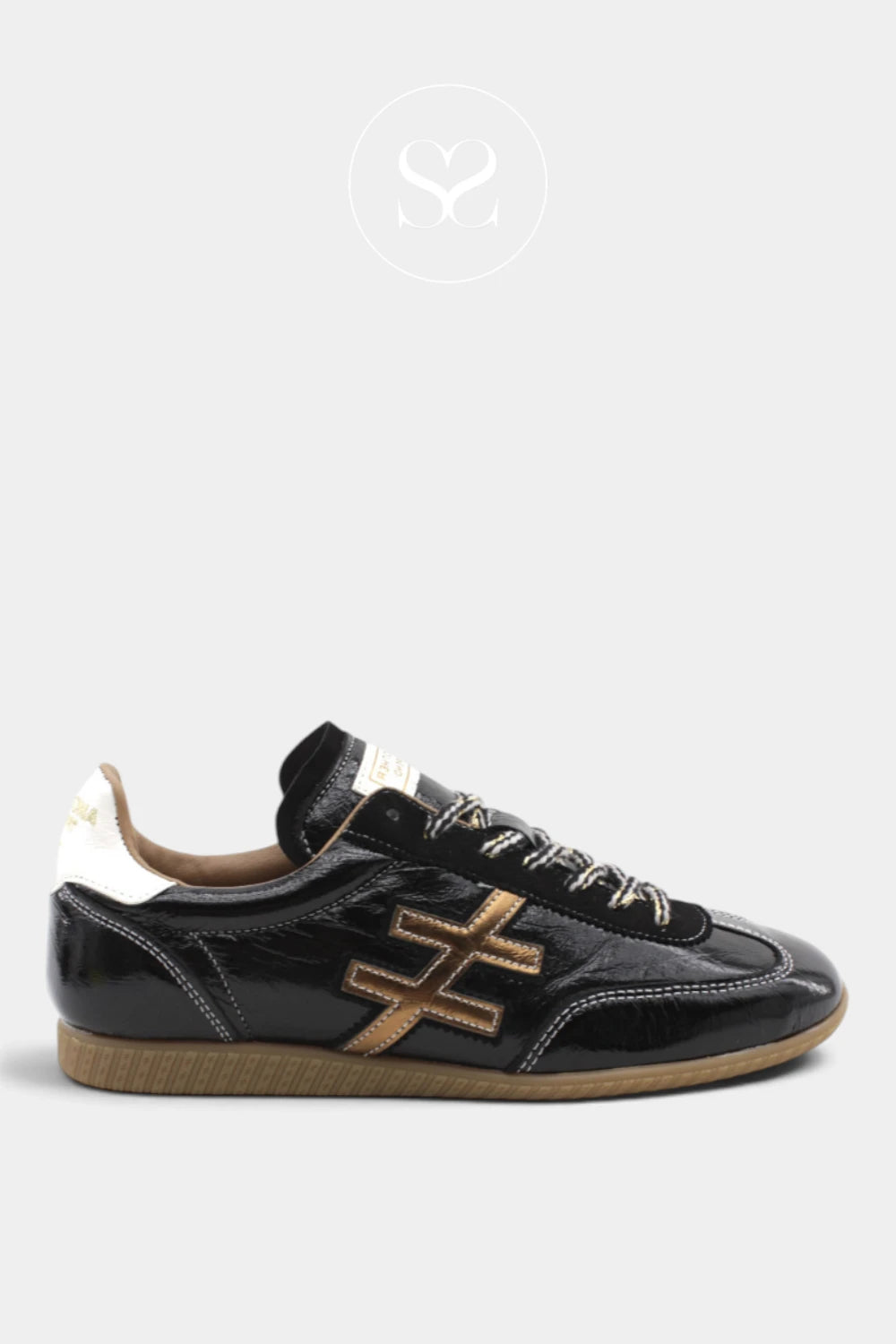Another Trend Black Patent Slim Trainers A078-47