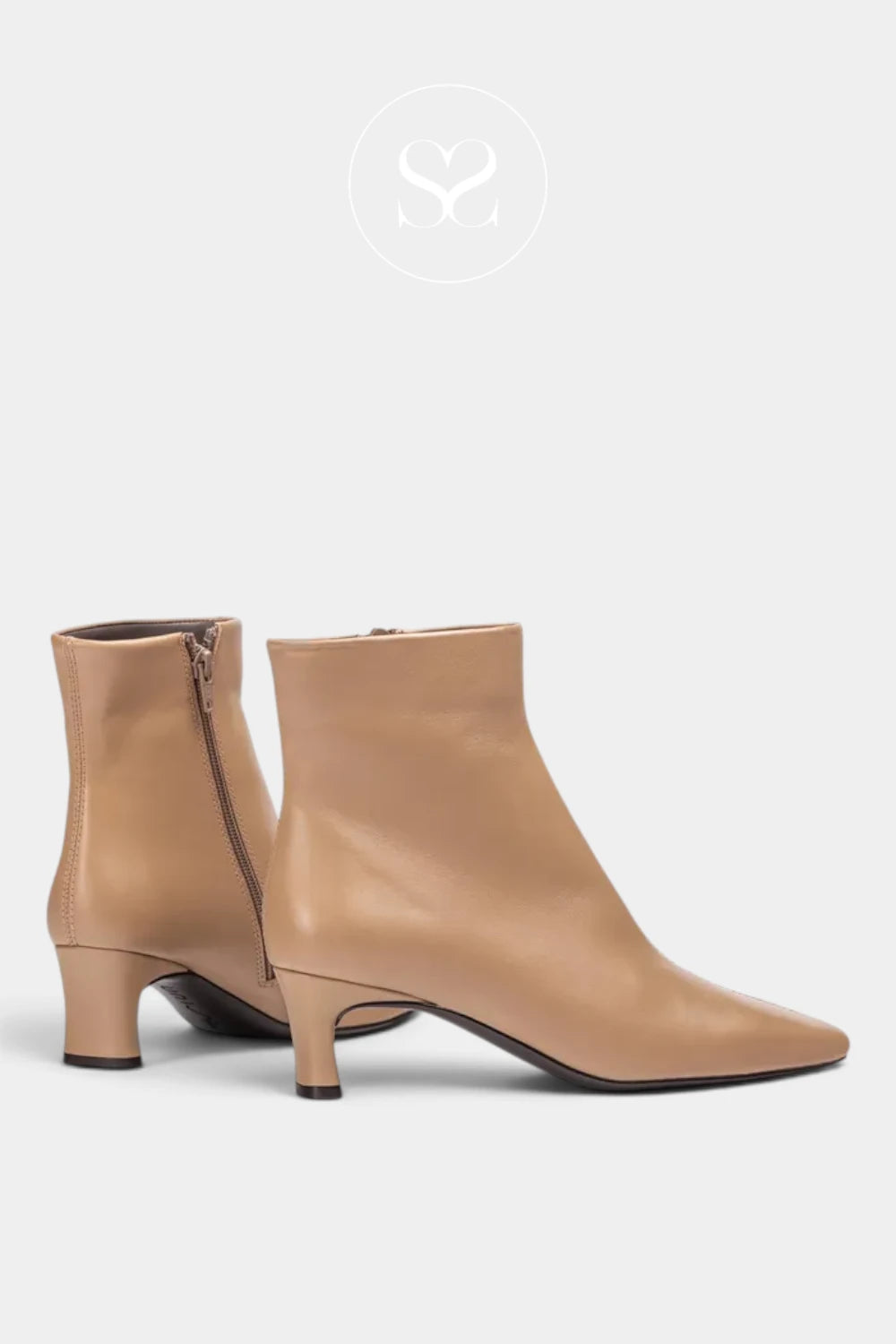 Unisa Beige Heeled Ankle Boot - Jepo