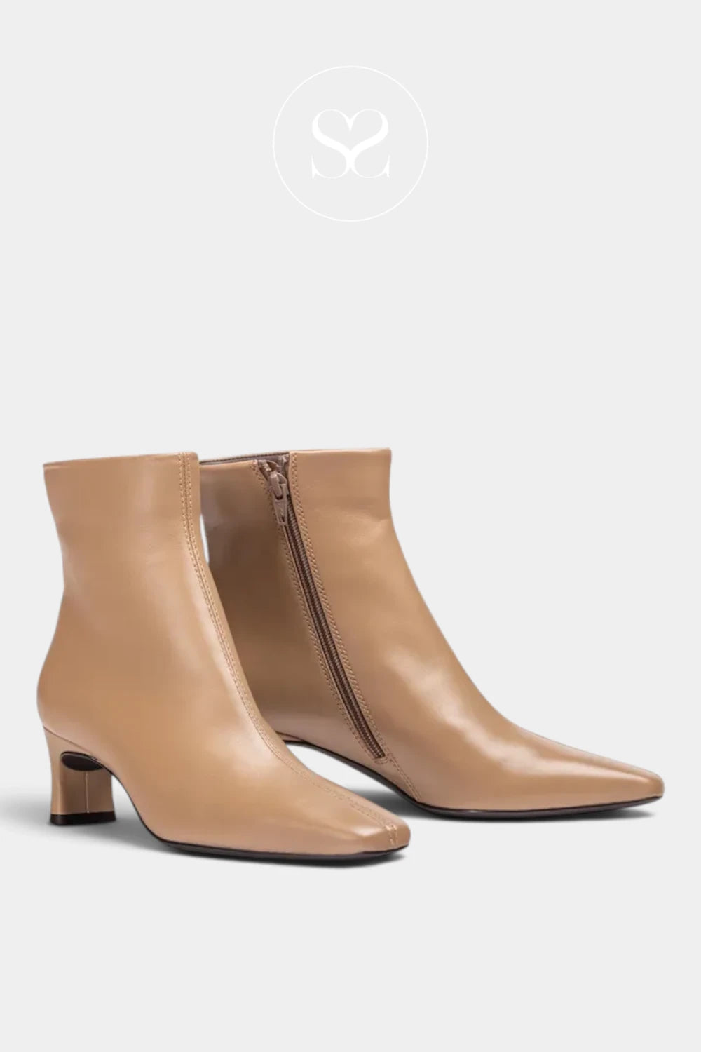 Unisa Beige Heeled Ankle Boot - Jepo