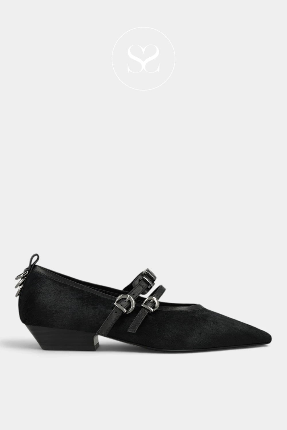 Lodi Black Pony Hair Mary Jane Pumps — Elena