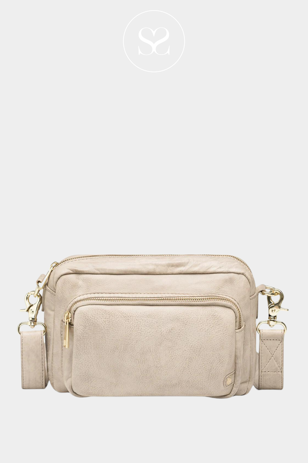 DEPECHE 14132 SAND LEATHER CROSSBODY BAG | DEPECHE BAGS IRELAND