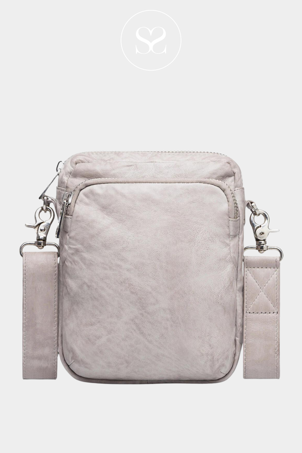 grey leather crossbody phone bag from depeche