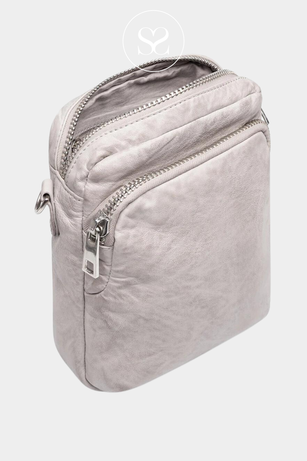 depeche 15092 grey leather crossbody phone bag