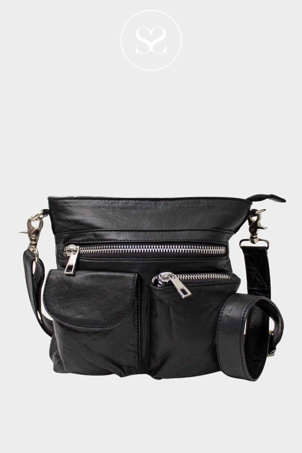 depeche black leather crossbody bag