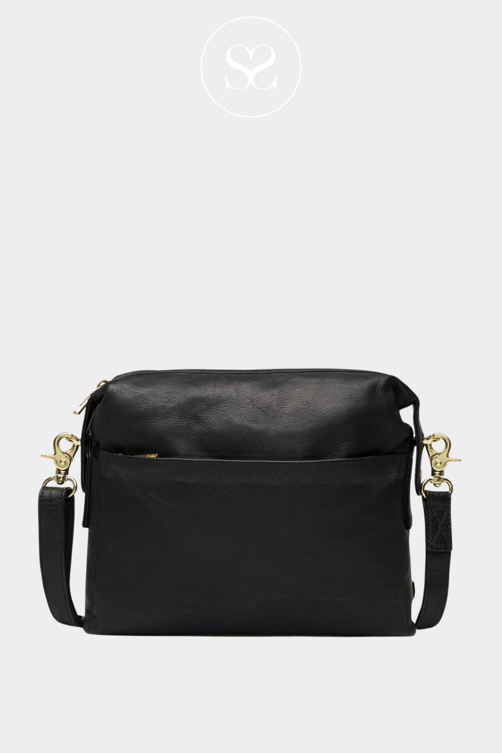 depeche 16020 black leather crossbody shoulder bag