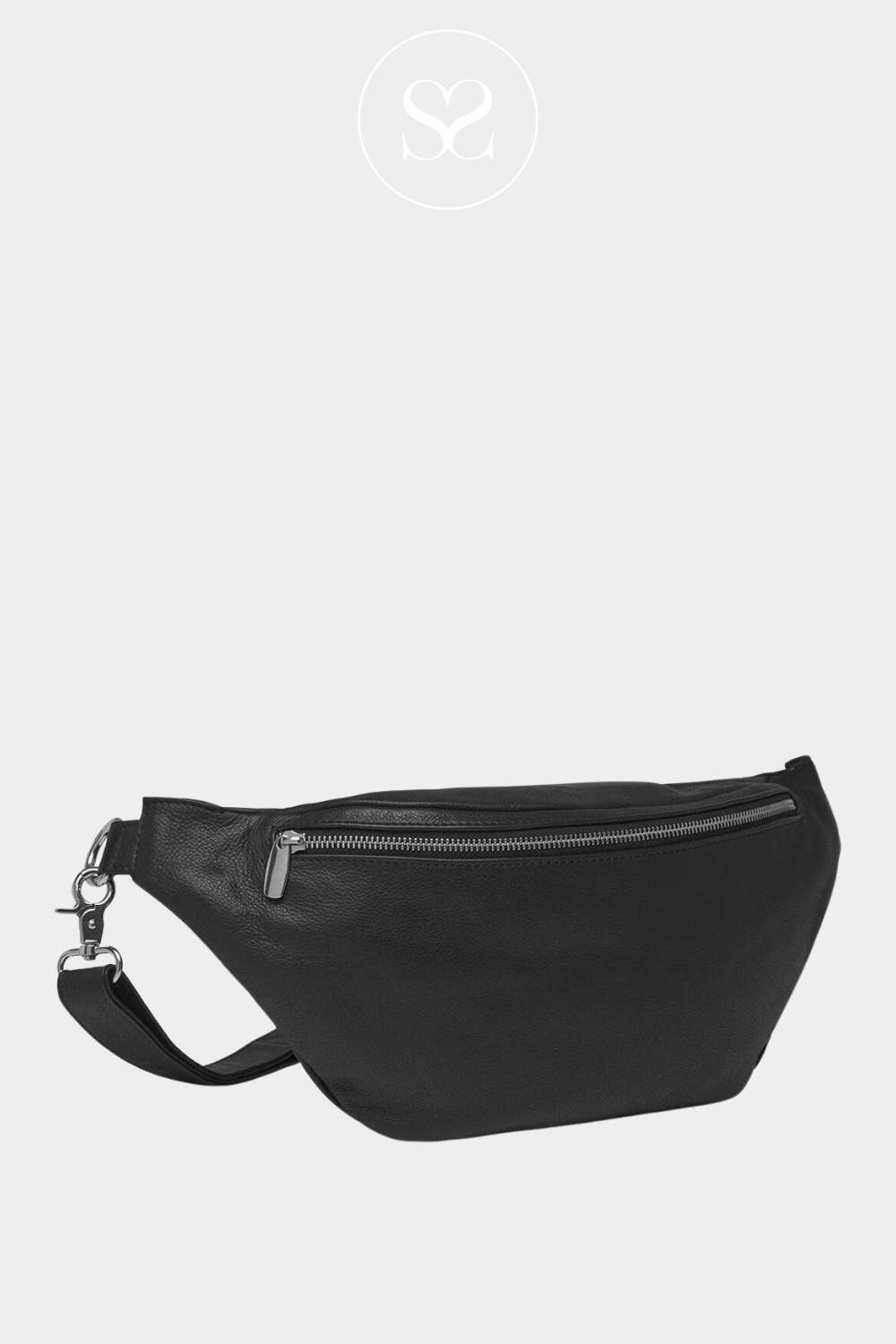 DEPECHE 16202 BLACK LEATHER CROSSBODY BUMBAG