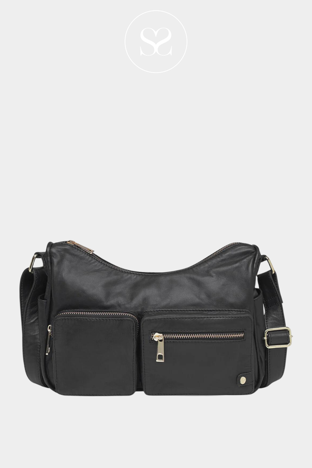 Depeche 16278 black leather crossbody bag