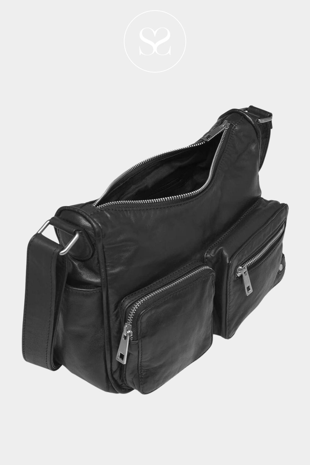 black leather crossbody hand bag from Depeche