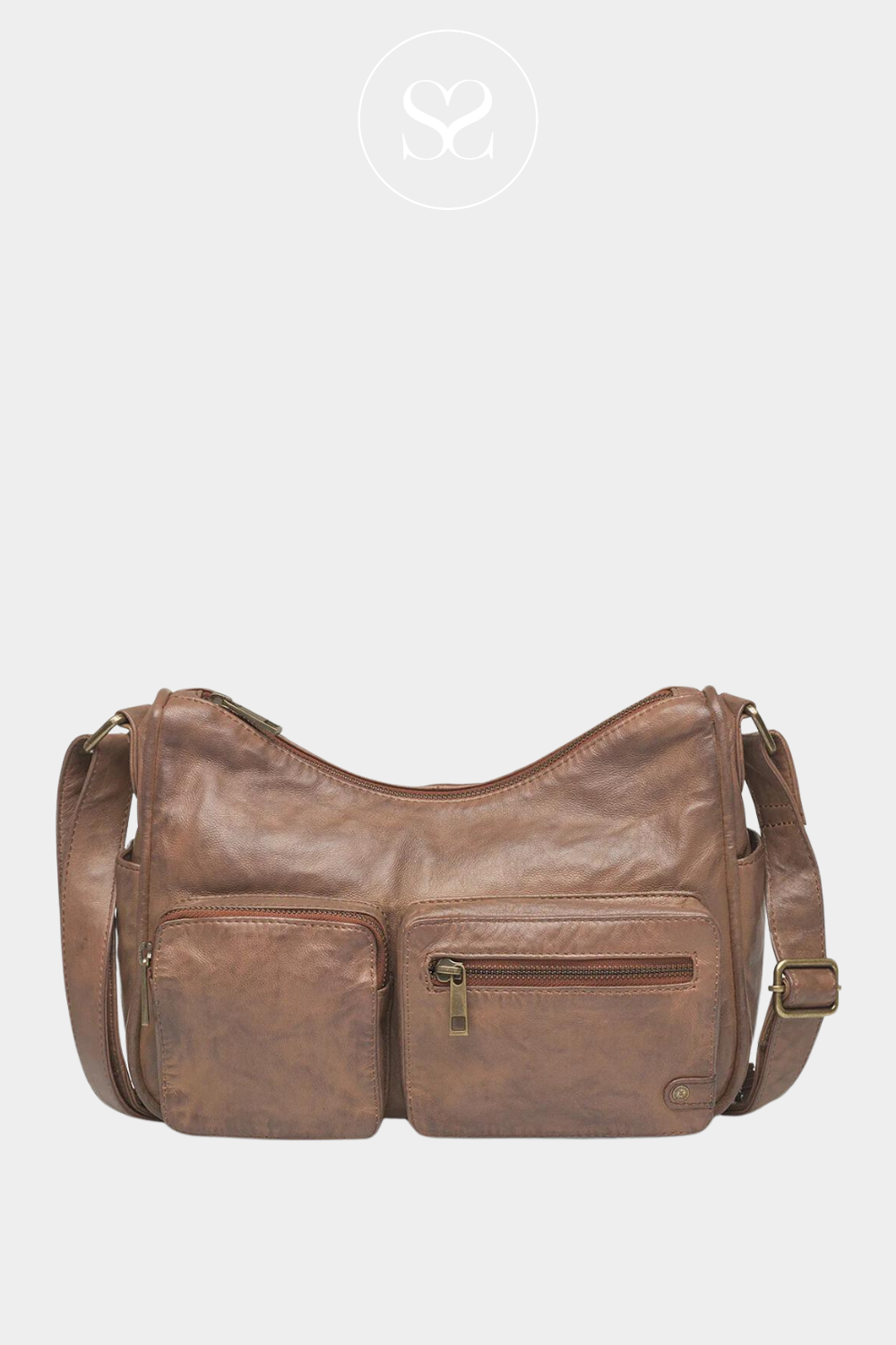 Depeche 16278 brown leather shoulder bag