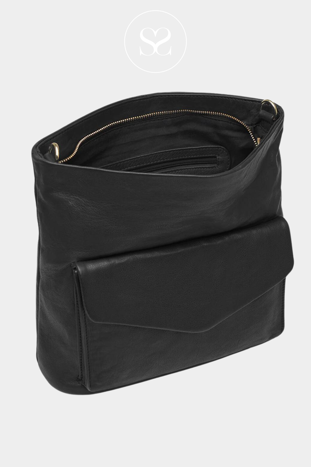 black leather crossbody handbag from Depeche